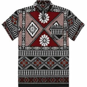 Tribal Print Shirt & Half Trouser Set Maroon & Black